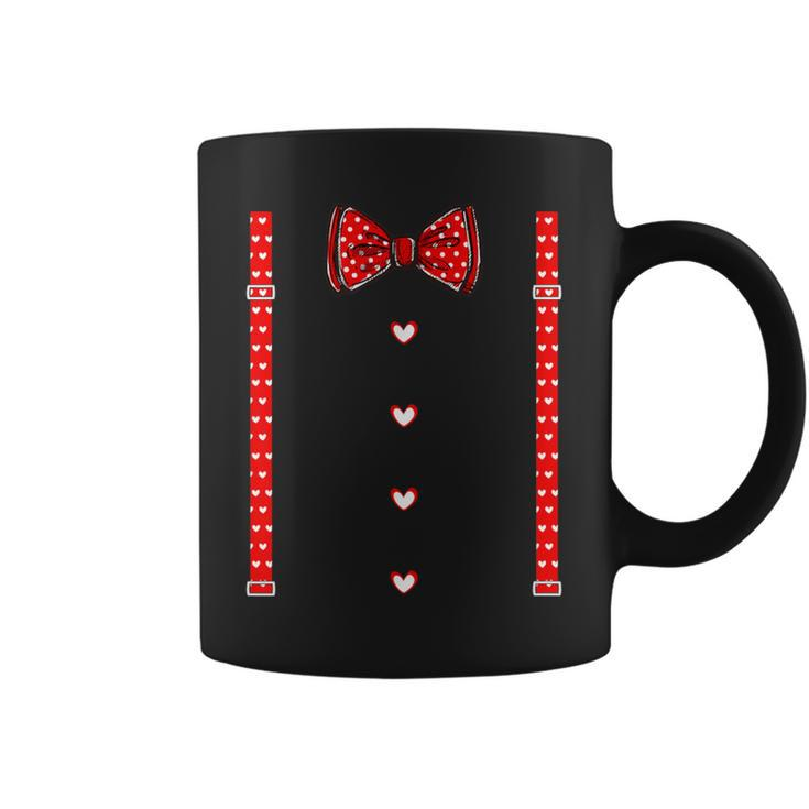 Cute Hearts Tie & Suspenders Boys Valentine's Day Coffee Mug