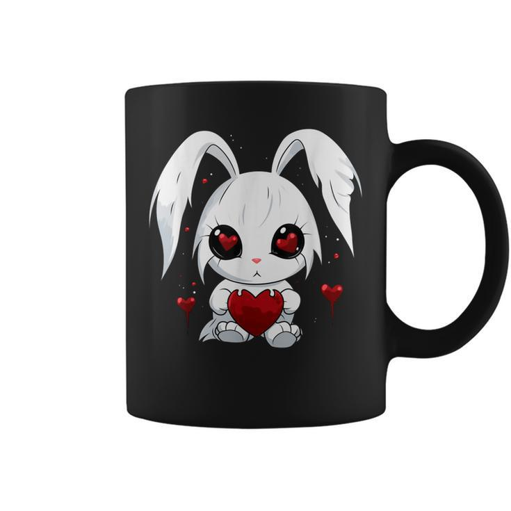Cute Kawaii Goth Bunny Gothic White Bunny Red Heart Girls Coffee Mug