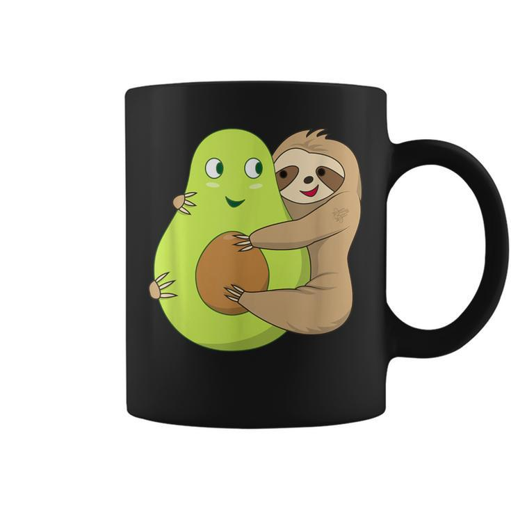 Cute Lazy Sloth Animal Avocado Lover Hugging Coffee Mug