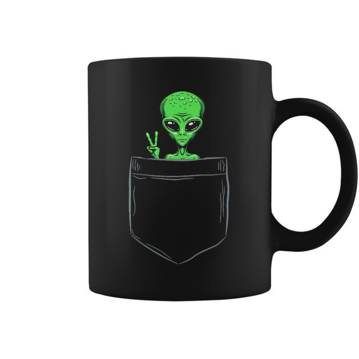 Cute Little Alien In Pocket Vintage Universe Ufo Idea Coffee Mug