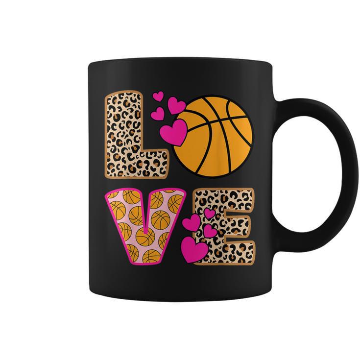 Cute Love Basketball Leopard Print Girls Basketball Coffee Mug