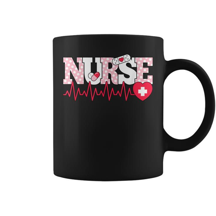 Cute Pink Nurse Heartbeat Nursing Coffee Mug