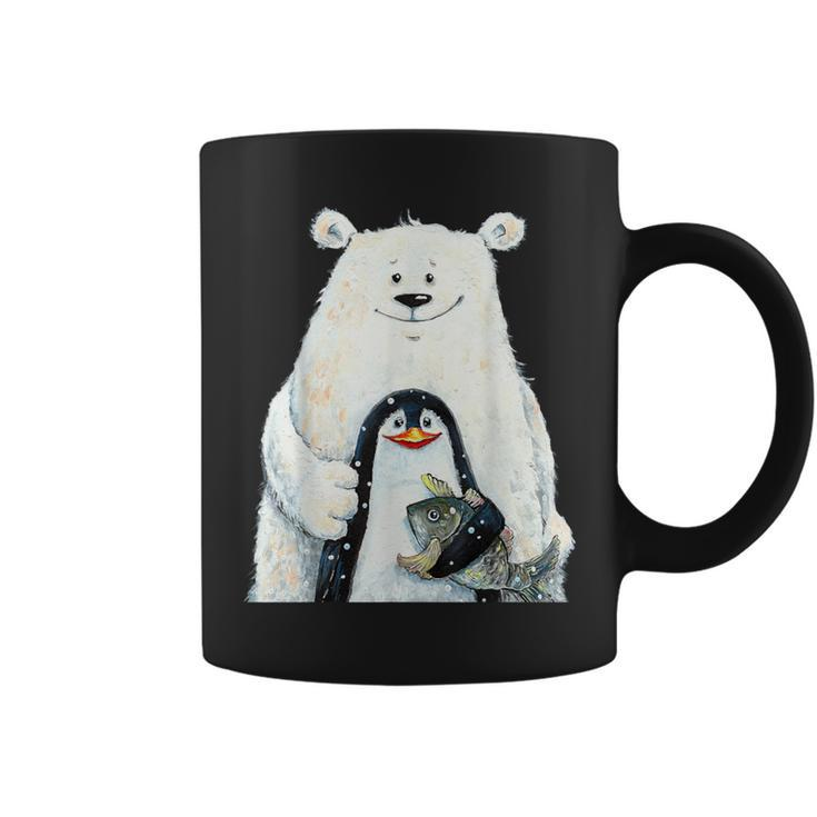 Cute Polar Bear And Penguin Bird Fish Lovers Animal Friends Coffee Mug