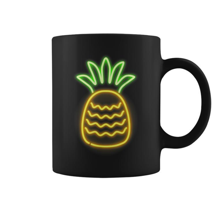 Cute Retro Neon Pineapple For Hawaiian Beaches Coffee Mug