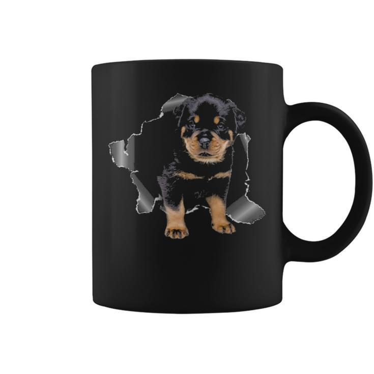Cute Rottweiler Torn Cloth  Rottweiler Lover Dog Owner Puppy Coffee Mug