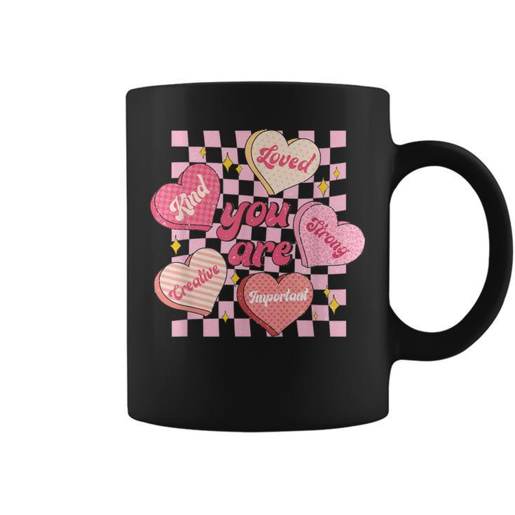 Cute Teacher Valentine Day Retro Heart Candy Self Love Coffee Mug