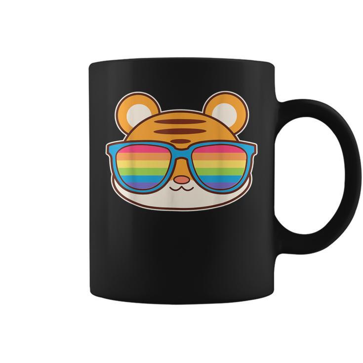 Cute Tiger Pride Flag Rainbow Sunglasses Lgbtq Coffee Mug