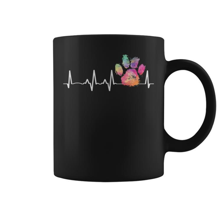 Cute Veterinarian Rainbow Paw Print Heartbeat Vet Tech Coffee Mug