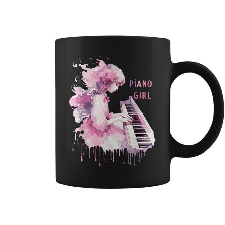 Cute Watercolor Piano Girl Pianist Keyboard Musician Music Coffee Mug