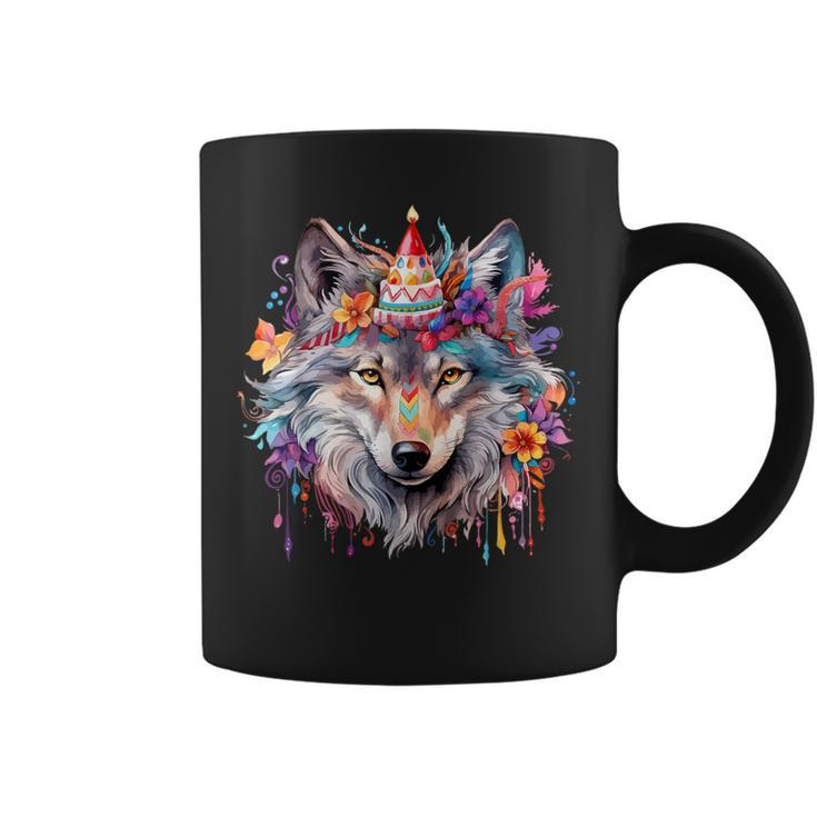 Cute Wolf Party Birthday Themed Festive Wolves Lover Themed Coffee Mug