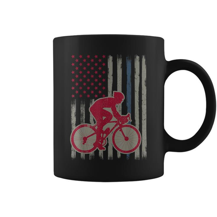 Cycling American Flag Patriotic Usa 4Th Of July Vintage Coffee Mug