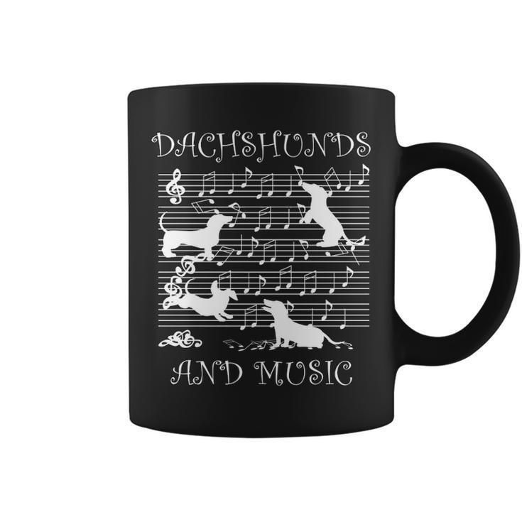 Dachshund Music Notes Musician Clef Piano Coffee Mug