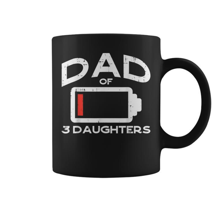 Dad 3 Daughters Low Battery Fathers Day Daddy Papa Men Coffee Mug