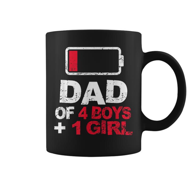 Dad Of 4 Boys & 1 Girl Father's Day Battery Low Coffee Mug