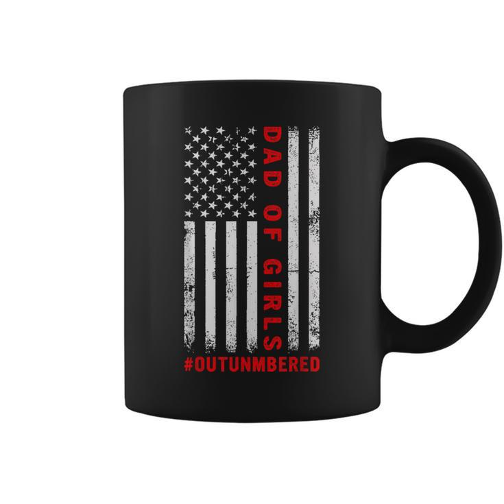 Dad Of Girls Outnumbered Vintage American Flag 4Th Of July Coffee Mug