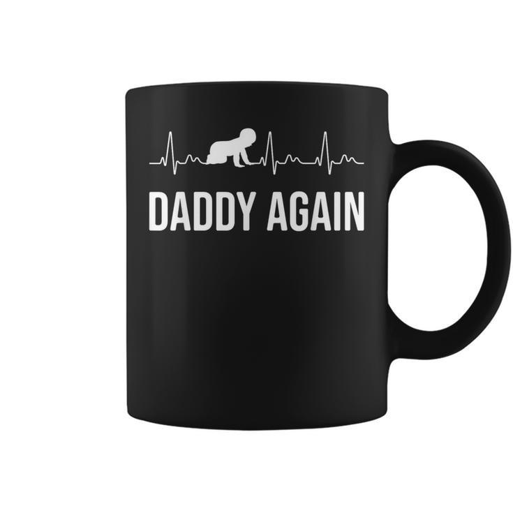 Dad Promoted To Daddy Again Heartbeat Daddy Again 2023 Coffee Mug