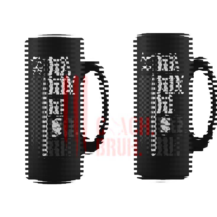 Dada Daddy Dad Bruh American Flag Baseball Coach Fathers Day Coffee Mug