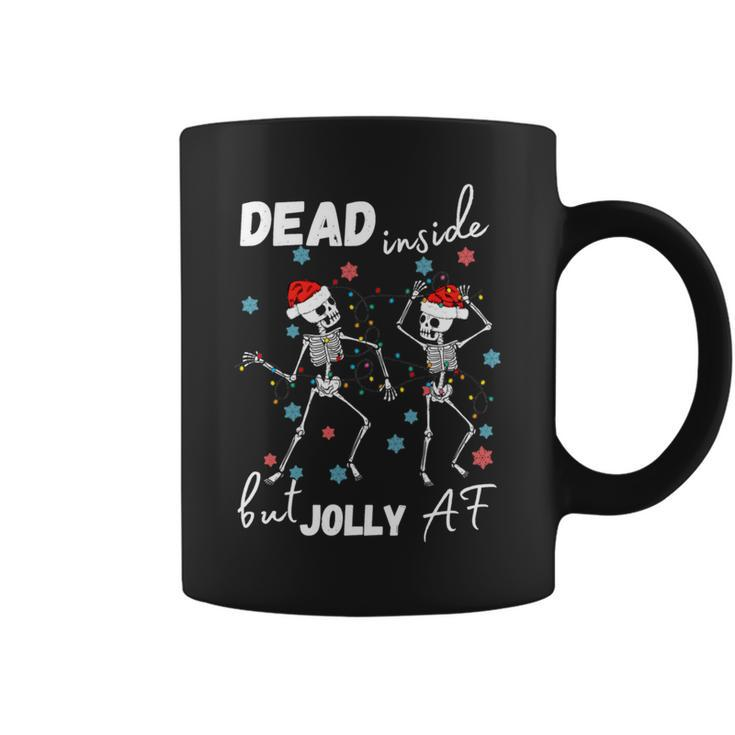 Dancing Skeleton Dead Inside But Jolly Af Christmas Costume Coffee Mug