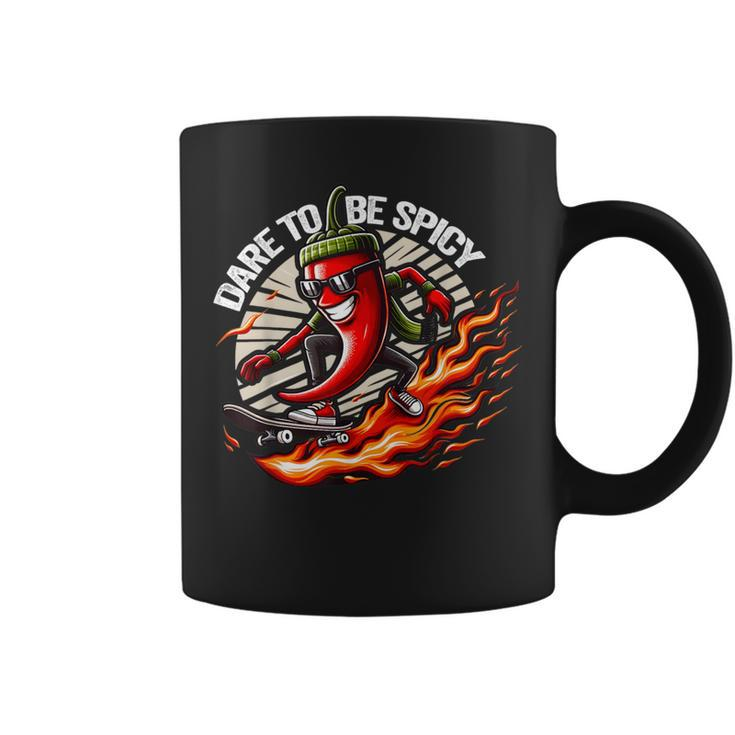 Dare To Be Spicy Chili Pepper Skateboarder Spice Lover Coffee Mug