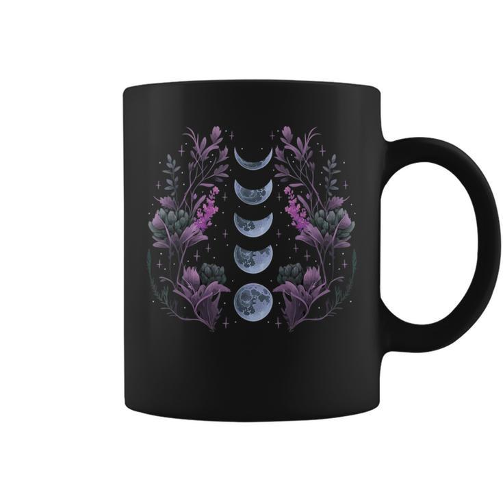 Dark Academia Accessory Mystic Wildflowers Moon Phases Coffee Mug