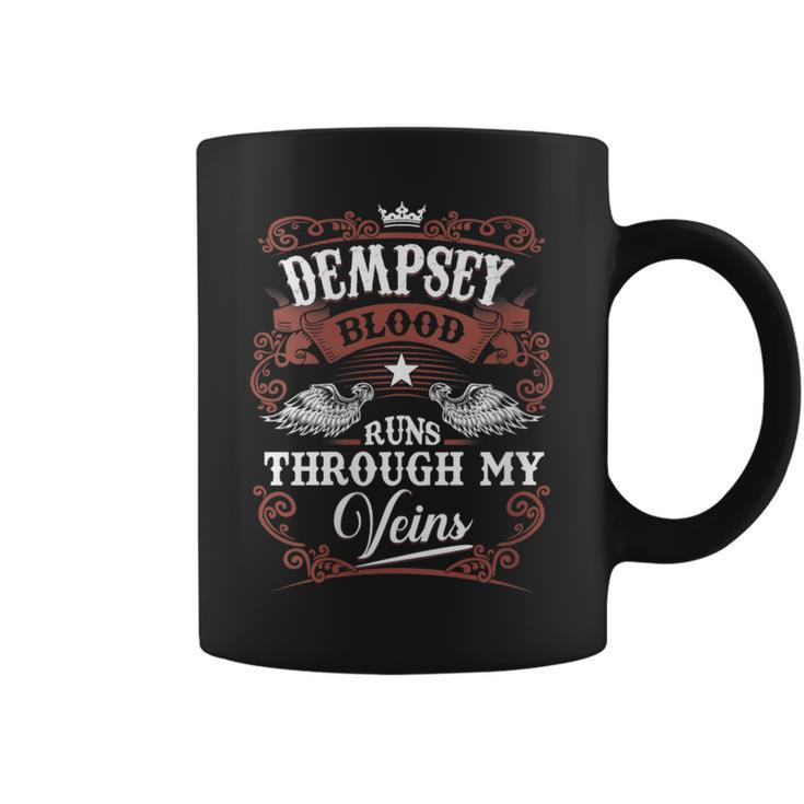 Dempsey Blood Runs Through My Veins Vintage Family Name Coffee Mug