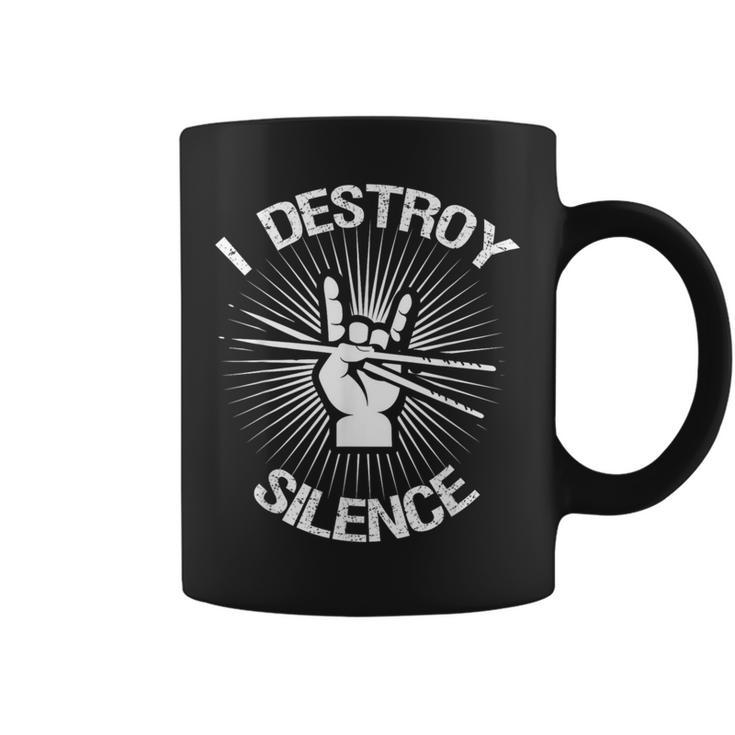 I Destroy Silence Vintage Music Bands Drum Sticks Drummer Coffee Mug