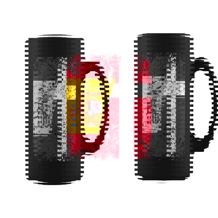Dinamarca España Bandera De La Amistad Dinamarca Taza de café