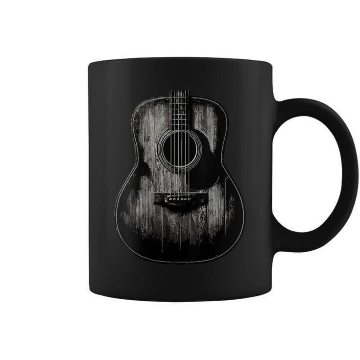 Distressed Acoustic Guitar Vintage Player Rock & Roll Music Coffee Mug