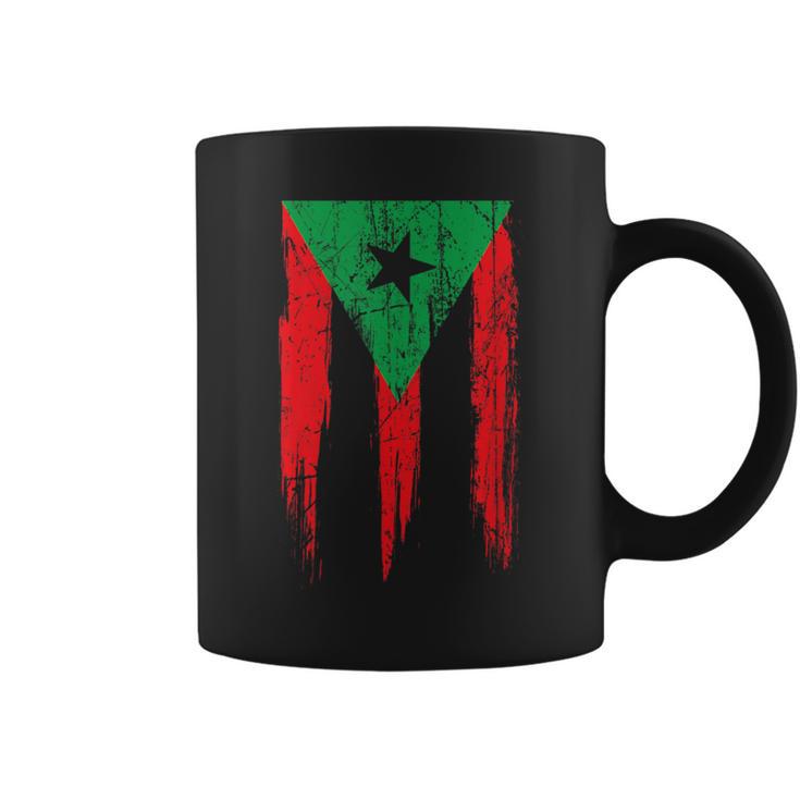 Distressed Afro Latino Flag Afro Boricua Puerto Rico African Coffee Mug