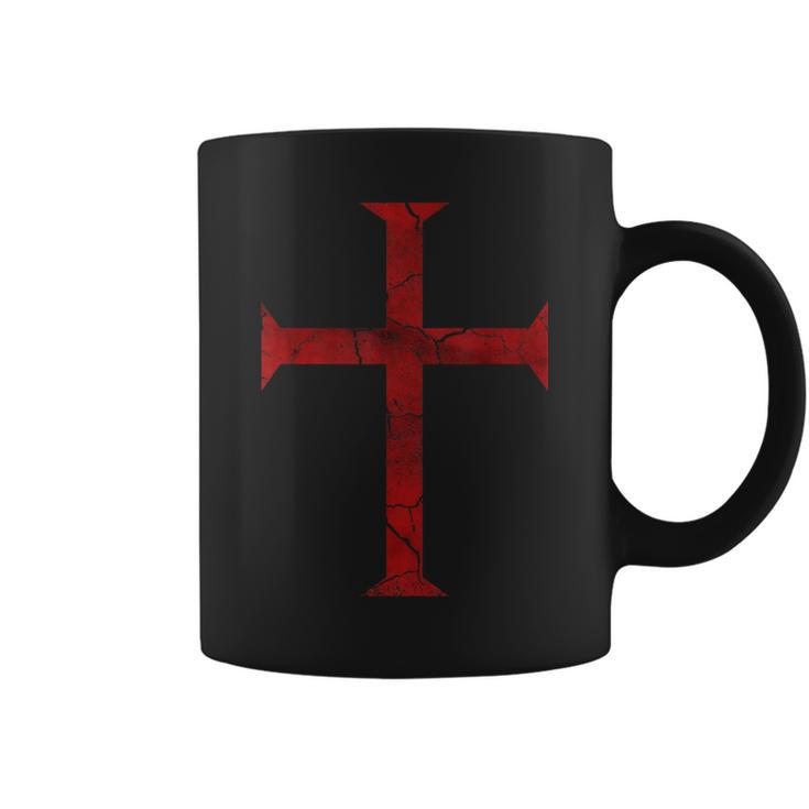 Distressed Deus Vult Knights Templar Cross Crusader Coffee Mug