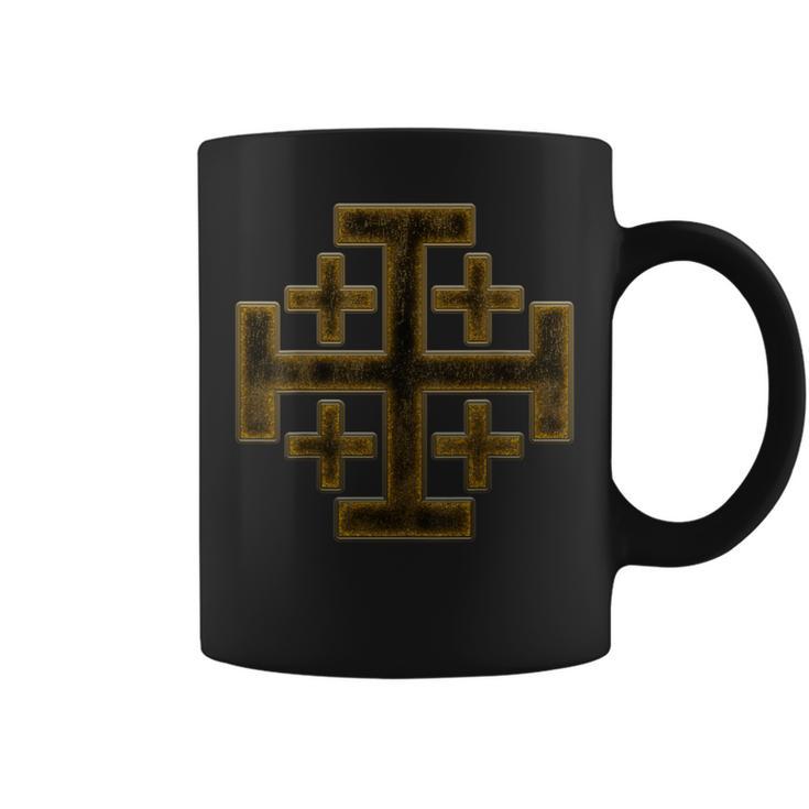 Distressed Jerusalem Cross Knights Templar Coffee Mug