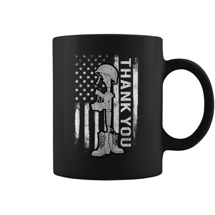 Distressed Memorial Day Flag Military Boots Dog Tags Coffee Mug