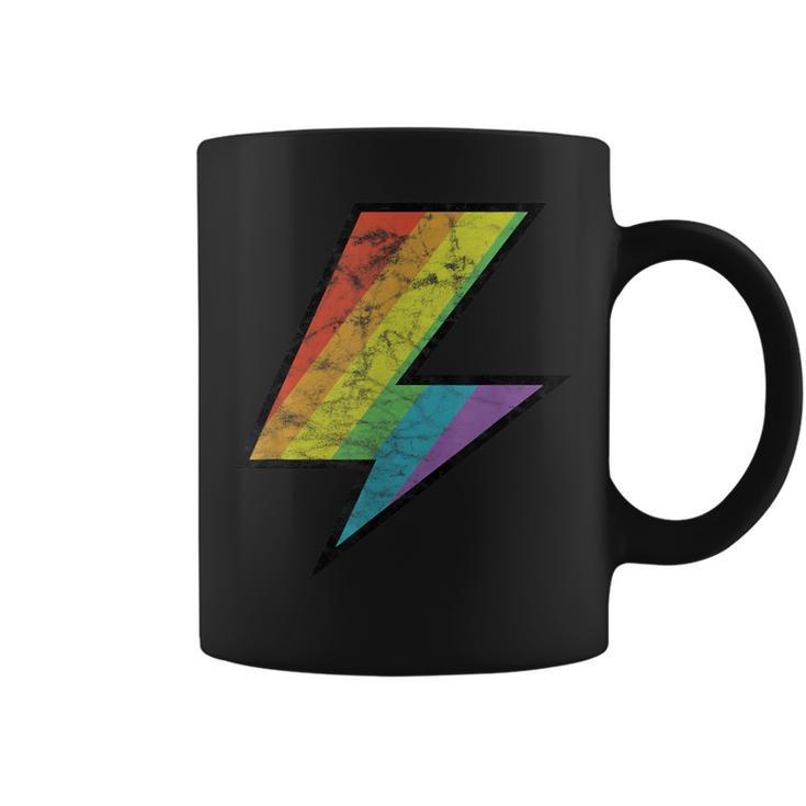 Distressed Vintage Rainbow Lightning Bolt Gay Lgtbq Pride Coffee Mug