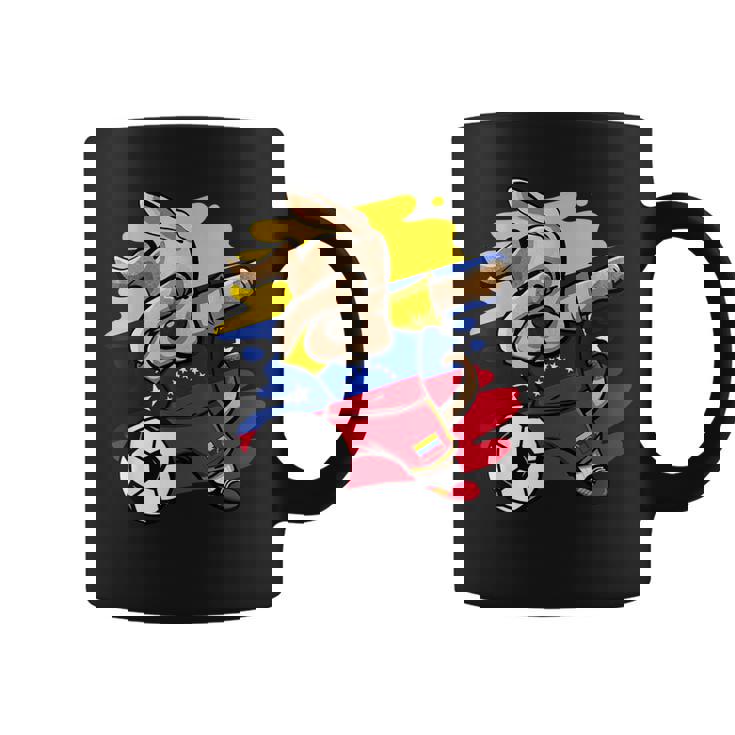 Divertido Dabbing Perro Fútbol Deenezuela Bandera Sport Taza de café