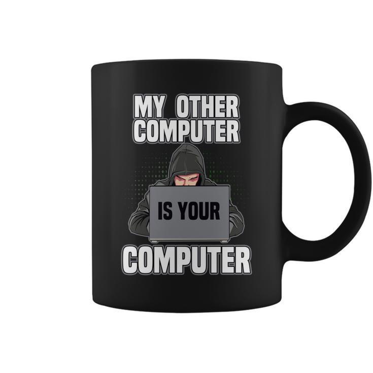 Divertido Mi Otra Computadora Es Tu Pro Hacker Manga Larga Taza de café