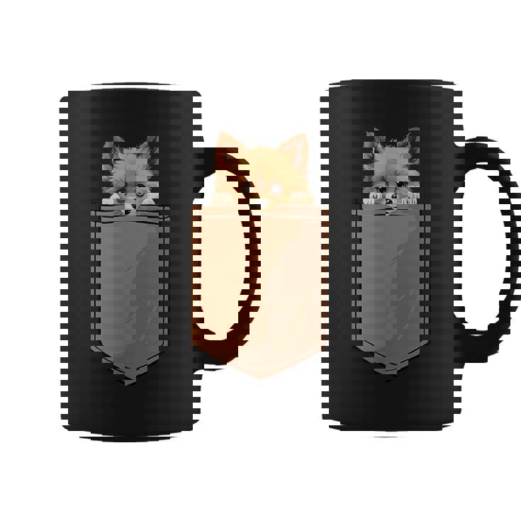 Divertido Perro Pomerania En Bolsillo Amantes Pomerania Taza de café