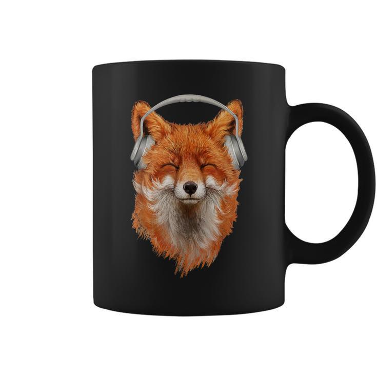 Dj Fox With Headphones Listening To Music Coffee Mug