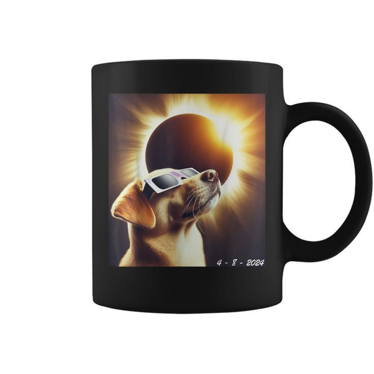 Dog Taking A Selfie With Solar 2024 Eclipse Wearing Glasses Coffee Mug
