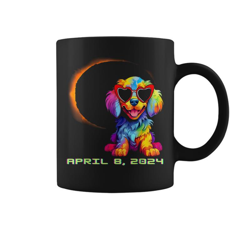 Dog Wearing Solar Glasses Eclipse Colorful Puppy Love Dog Coffee Mug