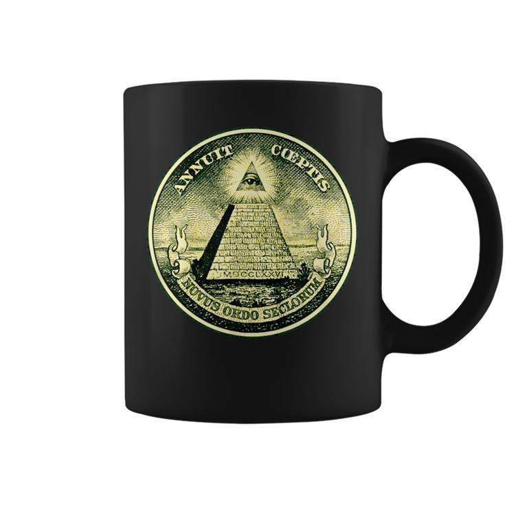 Dollar All-Seeing Eye Symbol Masonic Pyramid Triangle Coffee Mug