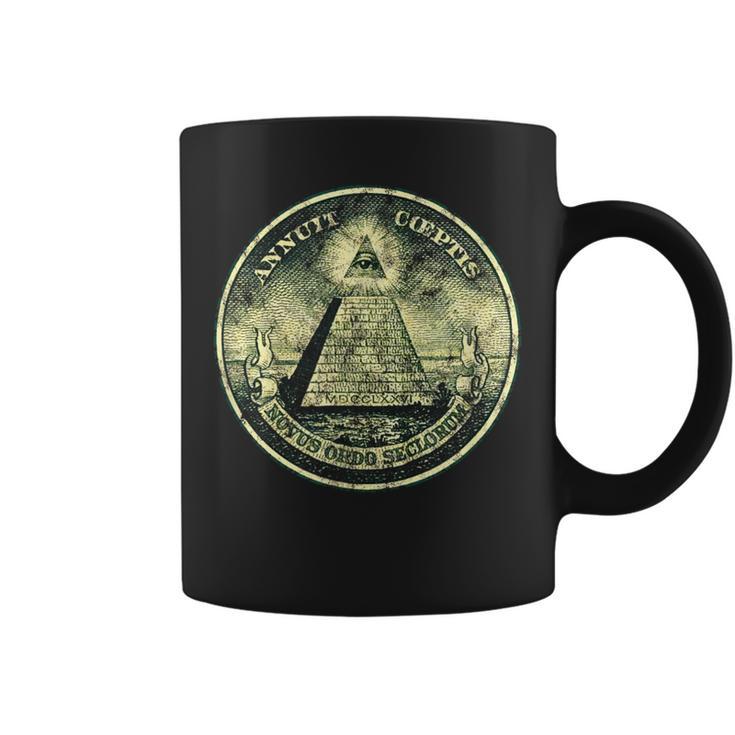 A Dollar Note Allseeing Eye Pyramid Illuminati Tassen