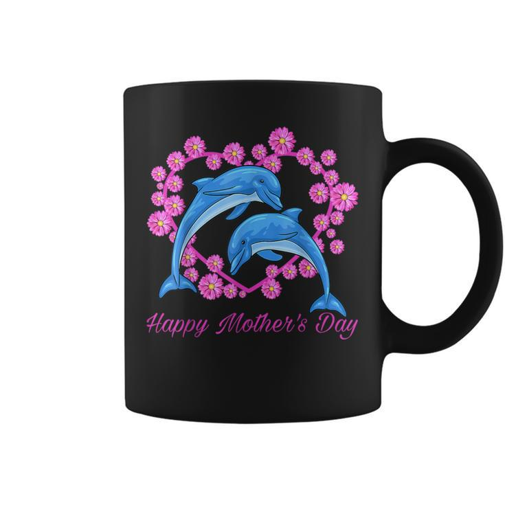 Dolphins Heart Flower Happy Mother's Day 2023 For Mom Coffee Mug