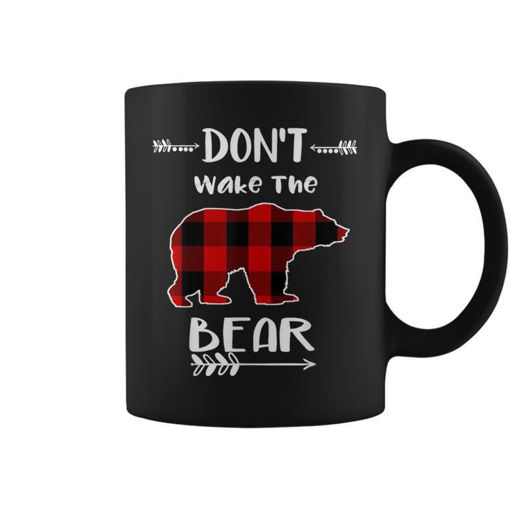 Don't Wake The Bear Black & Red Buffalo Plaid Bear Coffee Mug