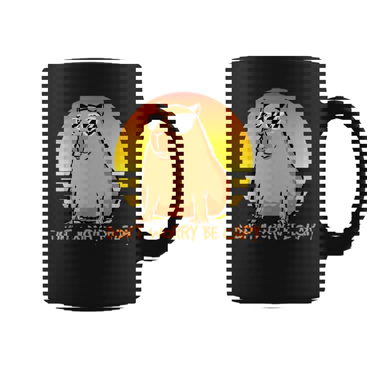 Don't Worry Be Capy Retro Sunset Capybara Cita Be Capy Camiseta Taza de café