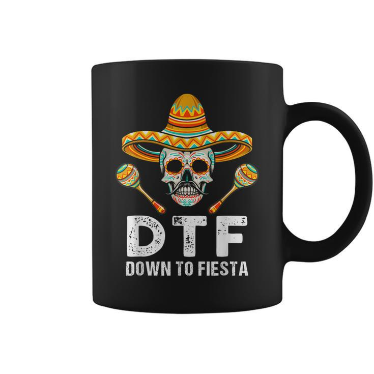 Down To Fiesta Mexican Party Skull Cinco De Mayo Coffee Mug