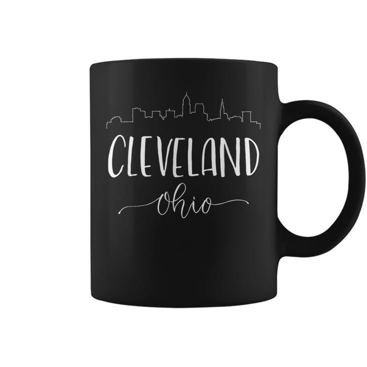 Downtown Cleveland Ohio City Skyline Calligraphy Coffee Mug