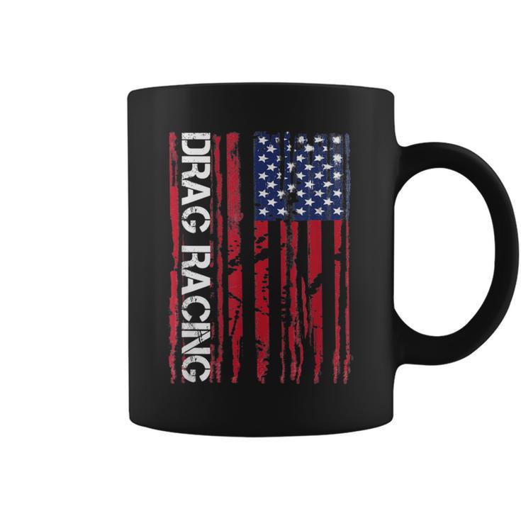 Drag Car Racing Patriotic American Flag Coffee Mug