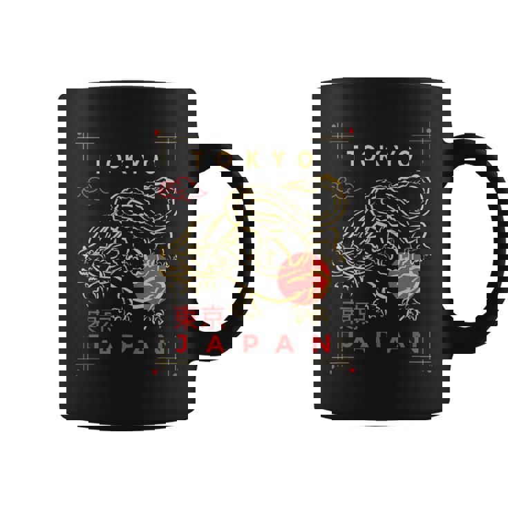Dragón De Fuego Con Tokio Japonés Signo De Japón -Tokio Fan Taza de café