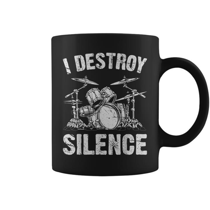 Drummer I Destroy Silence Drumming Vintage Drumset Drum Set Coffee Mug