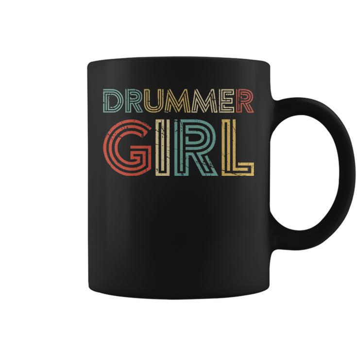 Drummer Girl Retro Vintage Drumming Musician Percussionist Coffee Mug